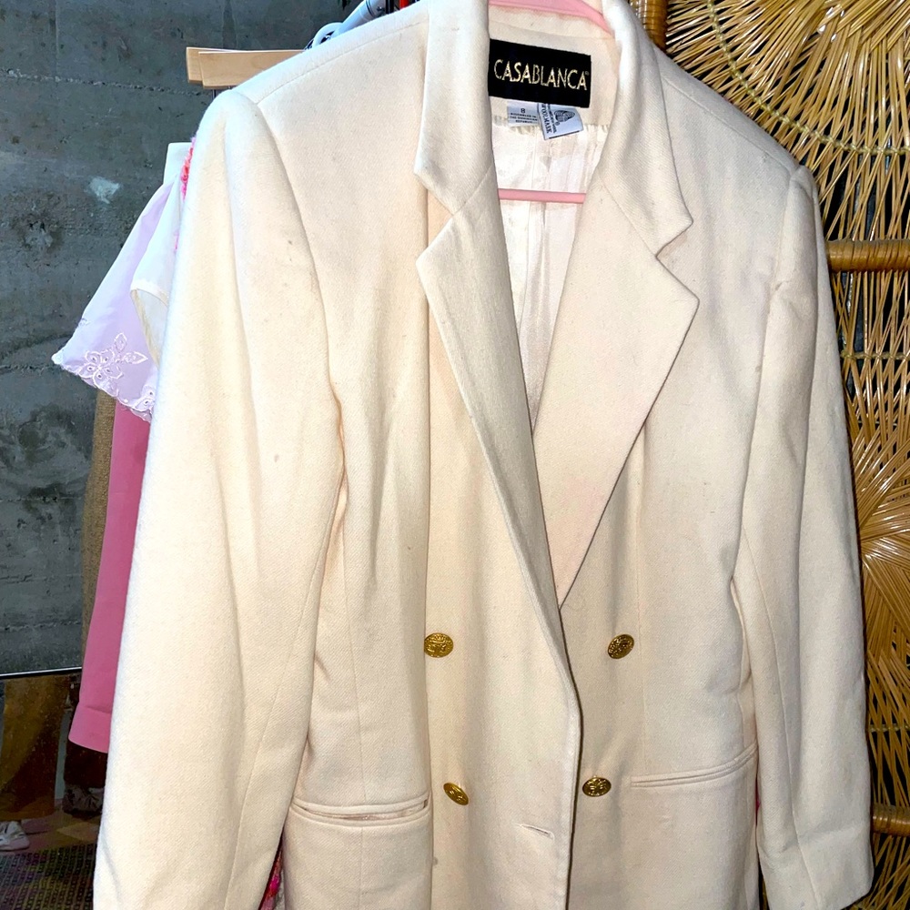CREAM BLAZER 1990s GOLD BUTTONS